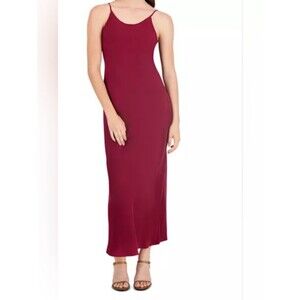 Point Faux suede straight slip dress CABERNET Small Cupro Evening Cocktail